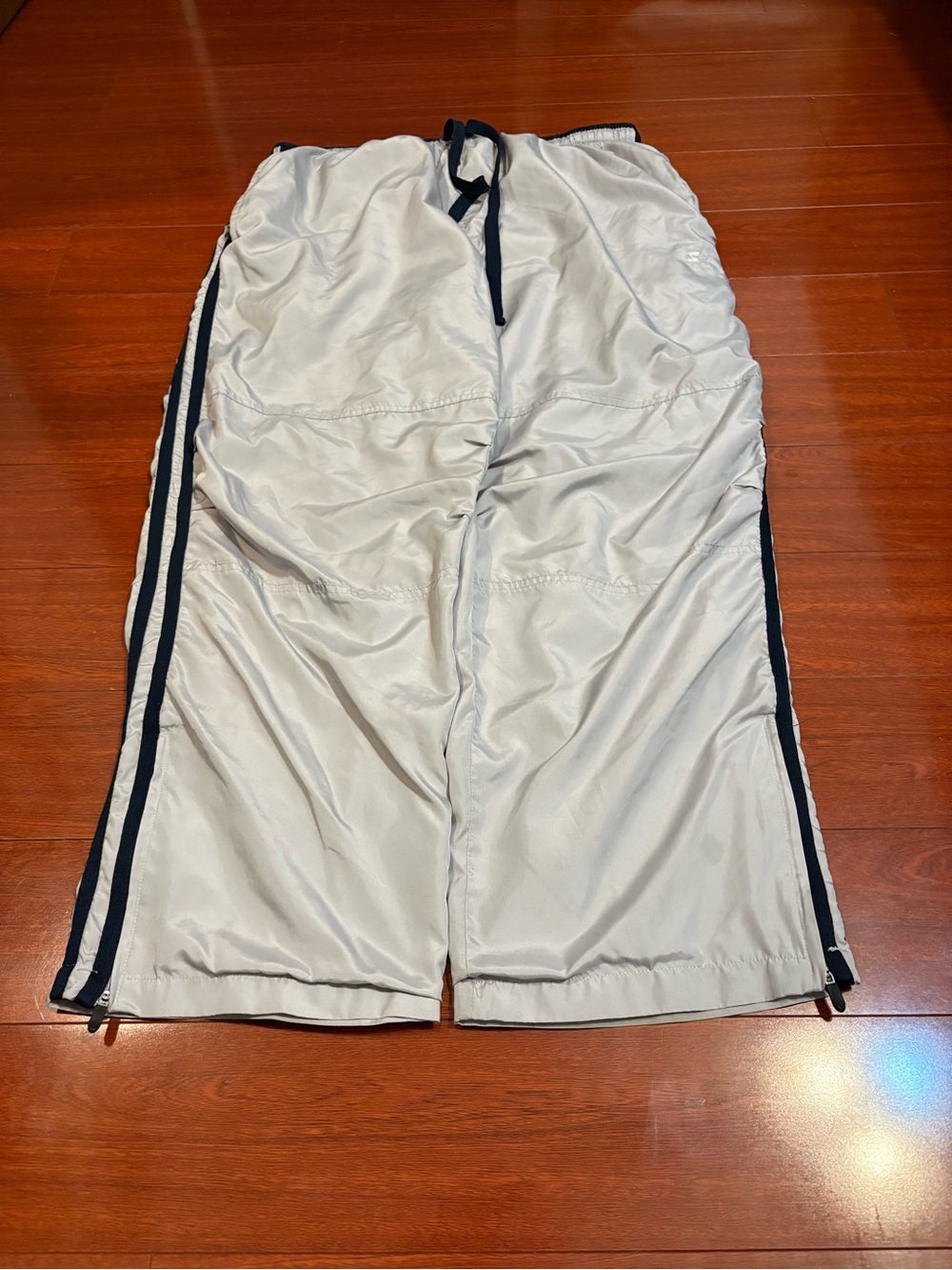 Men’s Baggy Y2K Starter Striped Track Pants Gray Size XL Wide Leg Drawstring